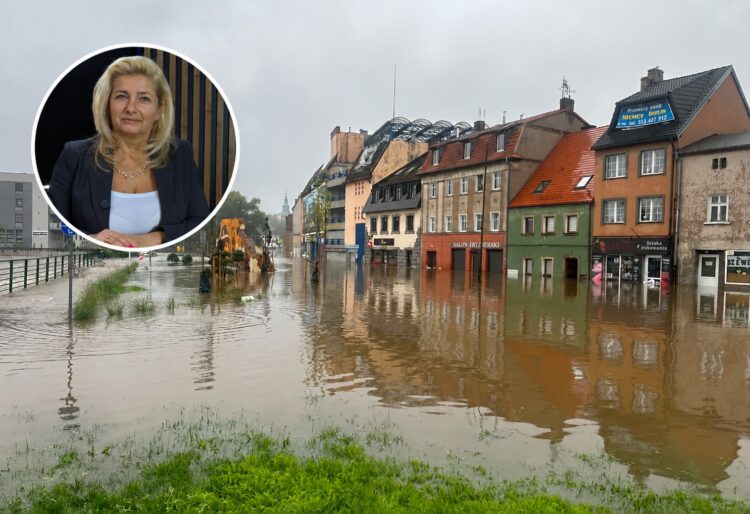 Anna Konieczyńska i powódź w Jeleniej Górze, grafika ilustracyjna, prawywroclaw.pl